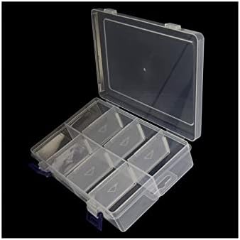 קופסת אחסון רכיבי Auniwaig PP, מארגן פלסטיק מיכל מתכוונן, 8 קופסאות כלים נשלפות ברשתות, לרכיב אלקטרוני אביזרים קטנים צבע שקוף 200x130x45