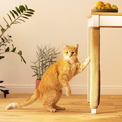 נאוואריס שולחן רגל חתול גרדן-סיסל מגרד מחצלת מגן עבור ריהוט רגליים-שריטה כרית הגנה עם לעטוף סביב רצועות 24.4 איקס 10