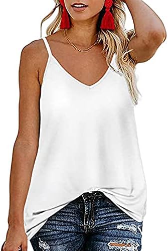 גופיות צוואר של קאמי נגד נשים קיץ מזדמן עם שרוולים מוצקים ללא שרוולים רופפים כושר ספגטי רצועת חולצות חולצות חולצות