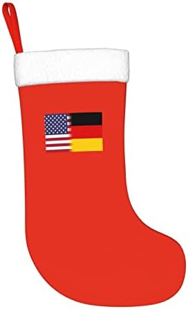 דגל אמריקה ודגל גרמני גרבי חג המולד, מתנות למסיבת חג חג המולד לקישוטי חג משפחתיים 18 אינץ '