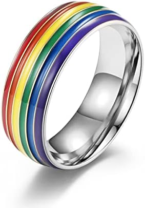 גאווה קשת טבעת להקת אהבה יחד זוג אצבע להקות נירוסטה 8 ממ רוחב מצעד קשת חתונה אירוסין הבטחת טבעות לגברים נשים תכשיטי מערכת יחסים
