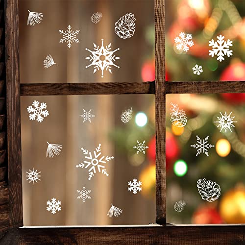 מדבקות קיר לחג המולד מדבקות אלקטרוסטטיות ניתן לראות זכוכית חלון משני צידי מדבקות הקיר הדקורטיביות מדבקות קיר מדבקות פתיתי שלג לבנים בהתאמה