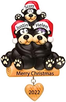 משפחה מותאמת אישית של 3 קישוטי חג המולד מתנה 2021-דוב שחור הורה חדש ראשון חג המולד 1 בתור 3 ילדים בייבי החברים הכי טובים אמא אבא ילד-פולירסין,