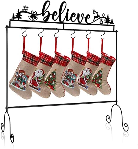 מחזיק גרב מתכת חמים של חמות לחג המולד מאמינים כי קולבים עומדים עץ איילים רצפה שחור לסנטה, 35.43 x 33.46 x 11.81 ב