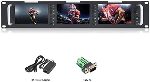 Feelworld T51-H משולש 5 אינץ '2 RU Rack Mount Monitor 800 × 480 צג LCD משודר עם כניסת ופלט HDMI AV HDMI
