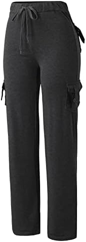 HIUARA 2023 מכנסי יוגה עם מותניים גבוהות לנשים כפתורי יוגה מכנסיים מתלקחים עם כיסים מכנסי טרנינג רחבים מכנסיים מזדמנים מכנסיים מזדמנים