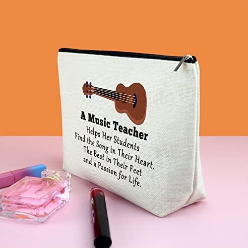 תיק איפור מורים למוזיקה לנשים מורה למוזיקה הערכת מתנה תיק קוסמטי למורה לגיטרה תודה מתנה על ציוד למורה לגיטרה למתנת מורה למוזיקה בכיתה