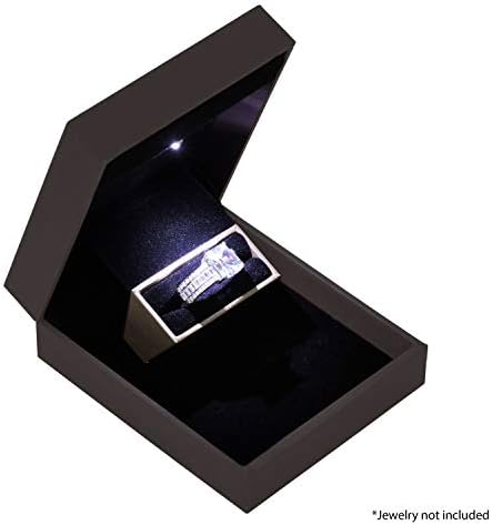 תיבת טבעת אצילית עם אור דק הוביל אור עד קופסת מתנה תכשיטים עם פנים קטיפה עבור אירוסין, הצעה, חתונה או אירועים מיוחדים