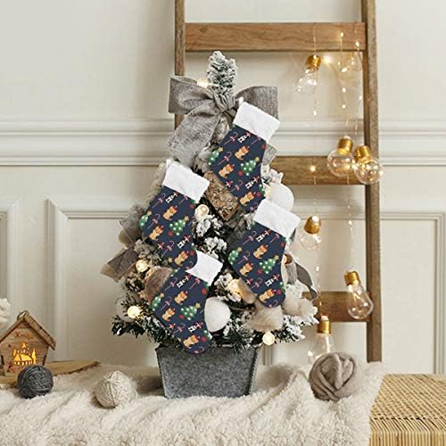 גרבי חג המולד של Alaza בוסטון טרייר וגורי קורגי וולשים עם קישוטי גרב קטנים מותאמים אישית של עץ חג המולד קלאסית לעיצוב המסיבות של עונת