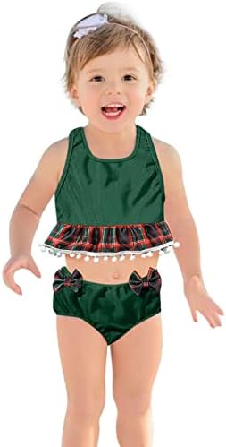 בגד ים לבנות בגודל 4 בנות קיץ תינוקות קשת משובצות משובצות דפוס שני בגדי ים בגד ים קטנים קטנים