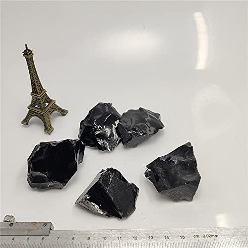 Amicet טבעי גולמי שחור שחור אבסידיאן קוורץ אבנים גבישי סלע מחוספסים אבן בגודל מטאפיזי, 90-100 גרם, 3-4 סמ Qinqiwang