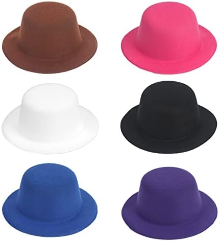 ASUNFO 6 PCS MINI TOP HAT כובעים פורמליים מיניאטוריים מרגישים צבעוניים למלאכה אביזרי שיער קישוטים למסיבת חג המולד 5.1