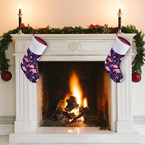 פלמינגו חמוד לחג המולד גרב חג המולד עץ עץ אח תלויים גרביים עם קישוט שרוול קצר לפלאש למסיבת חג ביתי