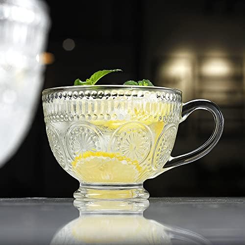 Luxu Vintage Glass Cofuee Sups Fues-16 oz-large קפה כוסות, ספלי מרק ארוחת בוקר צלולים זכוכית, כלי שתייה נטולי עופרת למים, חלב, קפוצ'ינו,