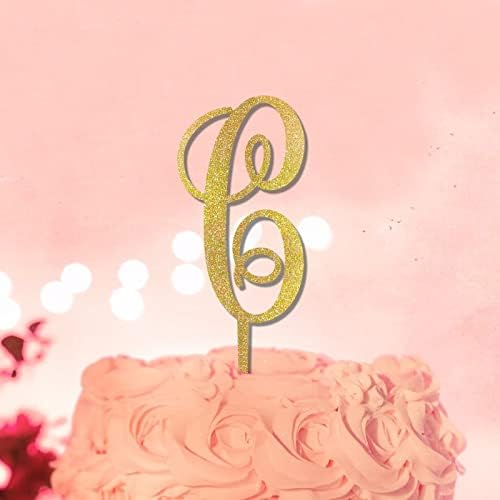 עוגת B ראשונית טופר מונוגרמה נצנצים זהב מותאם אישית כל ראשוני לקישוטי יום הולדת לחתונה מתנה למקלחת כלות פרחונית לחברים משפחתיים ראשוניים