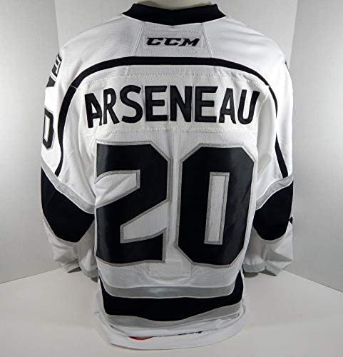 2014-15 Manchester Monarchs Vincent Arseneau 20 משחק הונפק ג'רזי לבן - משחק השתמשו ב- NHL גופיות