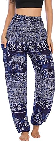עניבת הנשים השיקית של לו צביעה מכנסיים הרמון תאילנדי מותניים מרוקדים רופפים מכנסיים היפים ארוכים ונמצאים