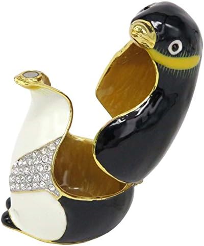 קופסת תכשיט תכשיטים עם פינגווין רוציני עם גבישי סברובסקי