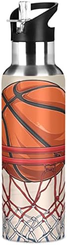 בקבוק מים וינטג 'ספורט כדורסל ספורט עם מכסה קש, ללא BPA, בקבוקי מים 32 גרם