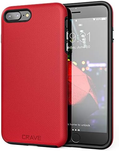 Crave iPhone 8 Plus Case, iPhone 7 Plus מארז, מארז סדרת הגנה על שומר כפול עבור Apple iPhone 8/7 Plus - Red