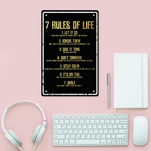 ארפילול מוטיבציה ציטוטי פח סימנים-7 כללים של חיים השראה סימנים עבור בכיתה תיכון בית משרד שולחן קיר אמנות דקור