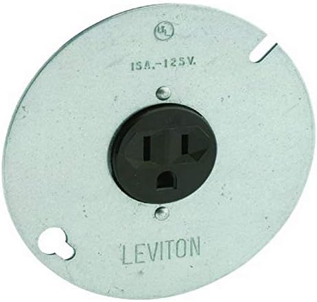 Leviton 5059 15-AMP, 125 וולט, כלי קיבול יחיד מסוג 3 חוטים על כיסוי 4 אינץ ', פלדה מצופה אבץ, ירוק
