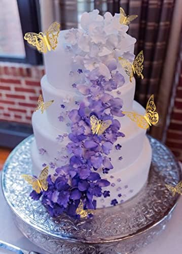 וונדרפיל תלת מימד פרפר קישוטי קיר מדבקות 48 יחידות לייזר מדבקות נשלפות לחתונה של עוגת מסיבות בחדר חתונה