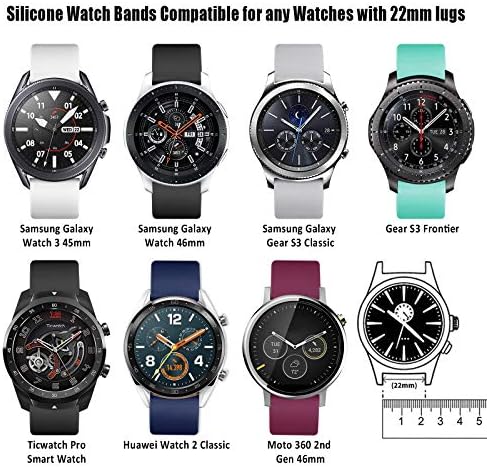 להקות Umaxget 4-חבילות תואמות את Samsung Galaxy Watch 3 45 ממ/גלקסי שעון 46 ממ/Gear S3 קלאסי, 22 ממ סיליקון הילוך S3 רצועת פס החלפת להקות