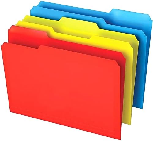 Office Depot® תיקיות קבצים פולי, גודל אותיות, 1/3 חתך, צבעים שונים, חבילה של 12