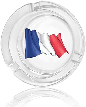 מאפרות זכוכית דגל צרפת לסיגריות זבל אטום לרוח יכול מודפס מגשי אפר מפוארים לשימוש במלון פטיו למשרד ביתי
