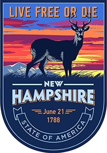 חיה של המדינה החדשה New Hampshire Night 4x5.5 אינץ 'מדבקה מדבקה Die Cut Vinyl - עשוי ונשלח בארהב