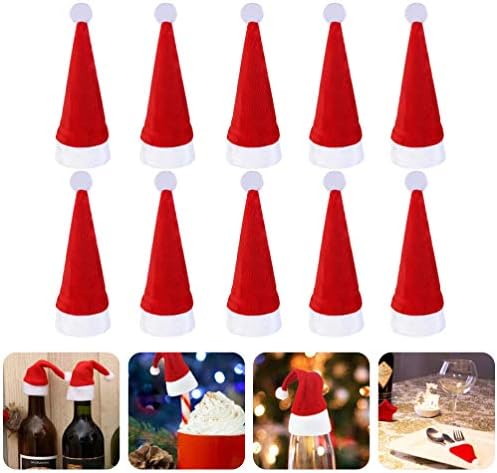 קבילוק 20 יחידות חג המולד כלי כסף מחזיקי כיסים מיני סנטה כובע יין בקבוק כיסוי חג המולד עץ קישוט חג שולחן קישוט מולד קישוטים
