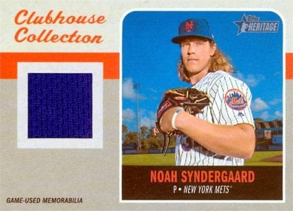 נוח Syndergaard Player Worked Jersey Patch Card Baseball Card 2019 Topps Heritage Clubshouse Collection CCRNS - משחק MLB משומש גופיות