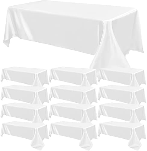 12 מארז סאטן מפת שולחן חתונה מלבן מפת שולחן בהיר משי מפת שולחן חלק בד שולחן כיסוי כיסוי לחתונה אירועים מסיבת אירועים,חגיגת יום הולדת שולחן