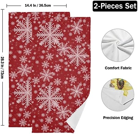 מגבות ידיים למטבח מערות שלג לחג המולד סט של 2 אדום מגבת רחצה למגבת מגבות מגבת למגבת אורח לאמבטיה בית אמבטיה עונתי סופג רך