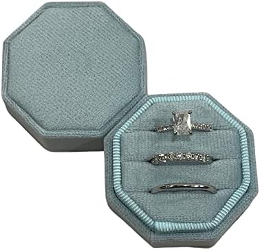 טבעת אירוסין קופסא פרימיום 3 חריץ אוקטגון טבעת נישואין קופסת תכשיטים וינטג
