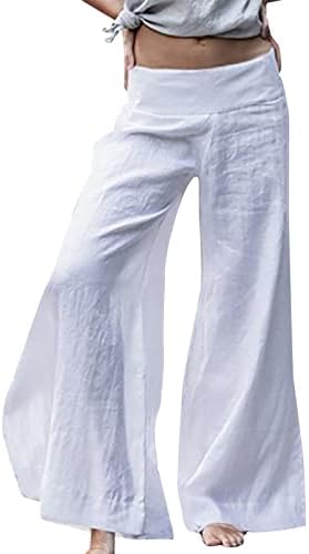 מכנסיים קצרים של שמלת אתקיה לנשים כותנה קיץ סולידית מזדמנת של נשים מזדמנים ומכנסי רגל רחבים מזדמנים פלוס גודל