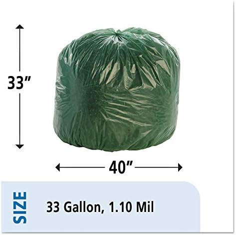 Stout G3340E11 שקית זבל פלסטיק אקולוגי להדרגה אקולוגית 33GAL 1.1mil 33 x 40 ירוק 40/קופסא
