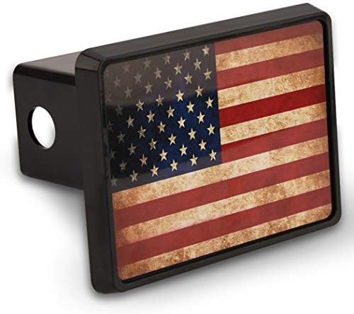 COOTACK USA ארהב דגל נירוסטה סמל סמל קרוואן מכסה תקע מתכת תקע פטריוטי אמריקאי למשאיות שחור מתאים 2 מקלטים