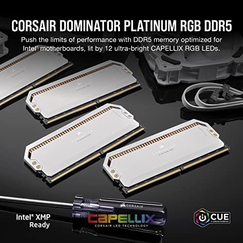 Corsair Dominator Platinum RGB DDR5 RAM 32GB 5600MHz C36-36-36-76 1.25V אינטל מיטוב זיכרון מחשב לבן לבן