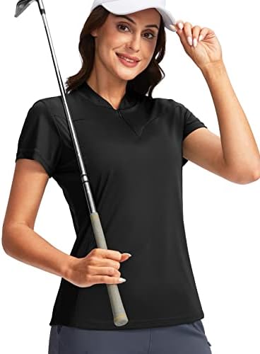 חולצת גולף של סנטיני נשים רוכסן חולצות פולו שרוול קצר
