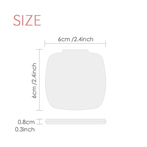 רל לב עיצוב דפוס כיכר מראה נייד קומפקטי כיס איפור כפול צדדי זכוכית