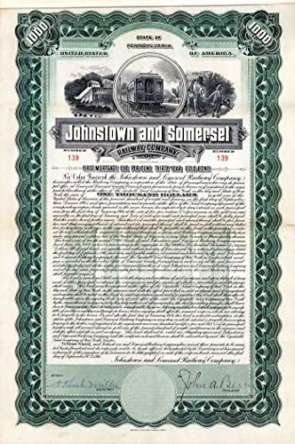 חברת הרכבת ג ' ונסטאון וסומרסט. - $1,000 בונד