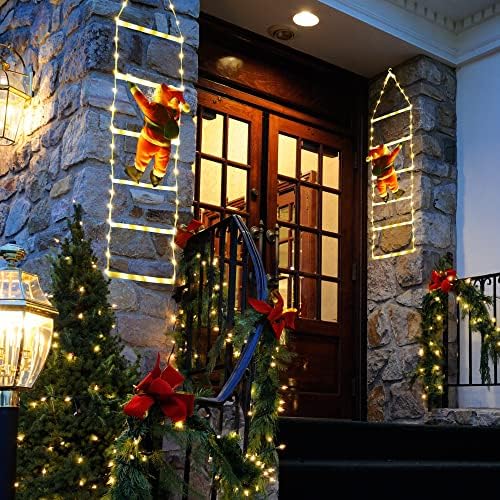 ג ' ודוס חג המולד קישוטי הוביל סולם אורות עם טיפוס סנטה קלאוס - חיצוני חג המולד דקורטיבי אורות-75 סמ, חם לבן