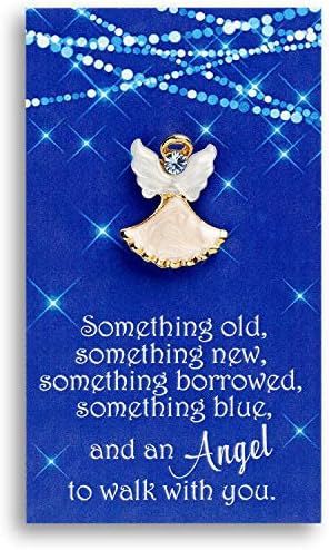 משהו כחול לכלה ביום חתונה - מלאך לסיכת הכלה עם אבן סברובסקי כחולה - קסם זר כלות - משהו ישן משהו חדש משהו שאול משהו כחול מתנה