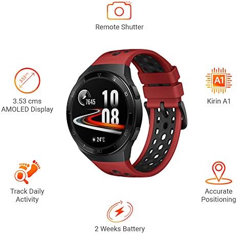 Huawei Watch GT 2E Bluetooth Smartwatch, Sport GPS 14 יום מעקב כושר עובד, גשש דופק, צג חמצן בדם, אטום למים לאנדרואיד ו- iOS, 46 ממ אדום
