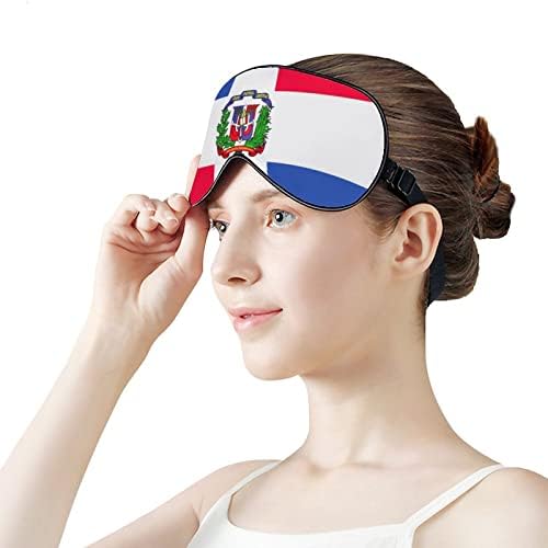 דגל הרפובליקה הדומיניקנית מודפס מסיכת עיניים שינה כיסוי עיניים מכוסה עם עיניים עם רצועה מתכווננת לילה נתיב נתיעה לגברים נשים