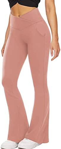 מכנסי טרנינג עם מותניים צולבים של נשים מתלקחות מכנסי טרנינג מותניים גבוהים אימון מזדמן מכנסי יוגה אלגנטיים חותלות יוגה צבעוניות קיץ