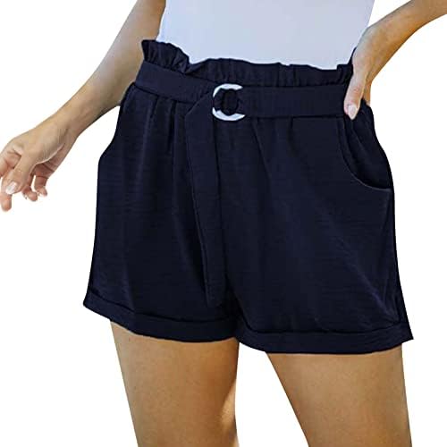 נשים בקיץ מכנסיים קצרים עם מותניים גבוהים עניבת נייר חגורה מכנסיים קצרים