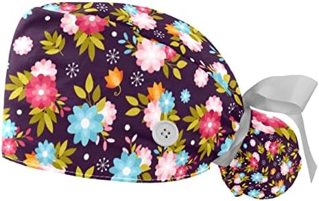 Yidax 2 חתיכות חמניות קיץ כובע עבודה עם כפתור, מחזיק קוקו ופס זיעה